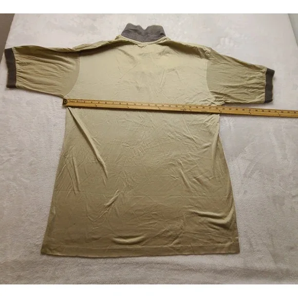Golf Where Men's Large Tan Mercerized Cotton Short Sleeve Polo Shirt Grey Trim - Picture 10 of 13